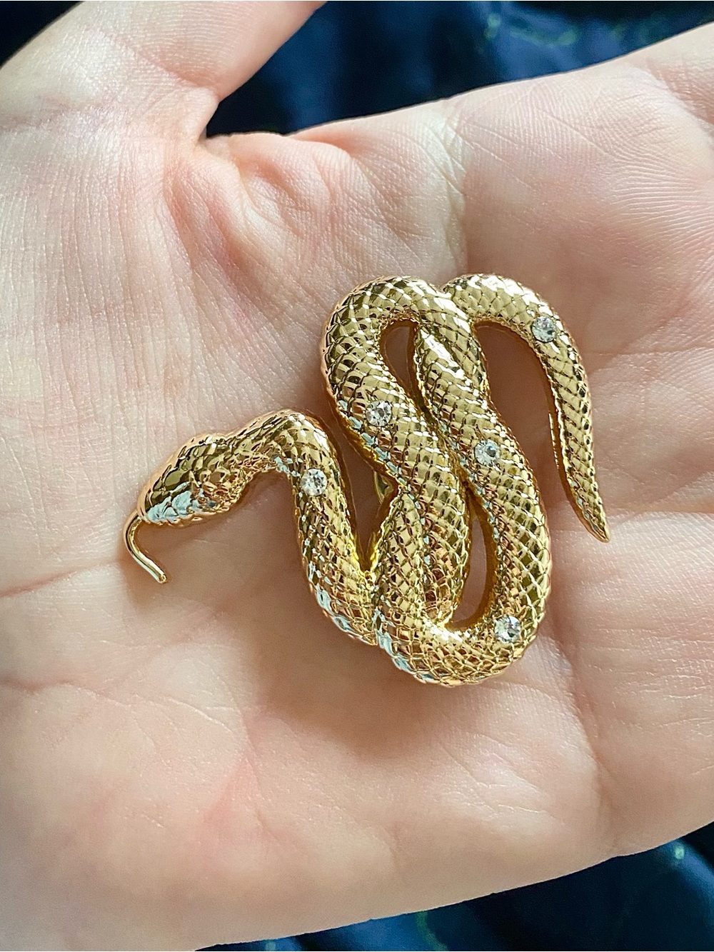 Besame Cosmetics Maria Felix Gold Snake Reptile Brooch Pin